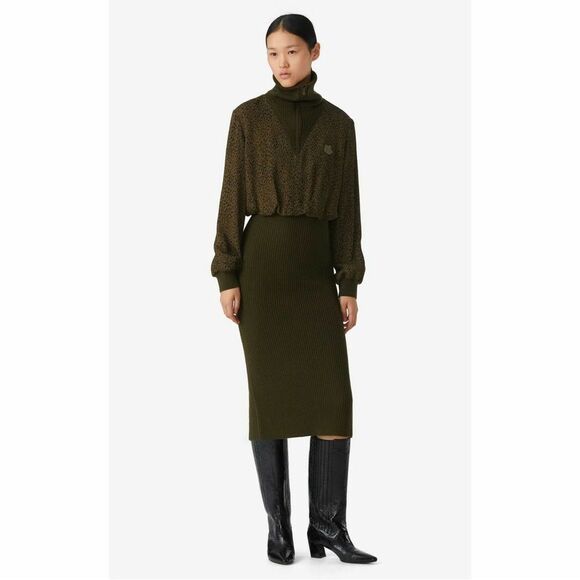 Kenzo Dresses & Skirts - NWT Kenzo Fall/Winter 2020 Women’s Midi Leopard Mixed Material Dress
